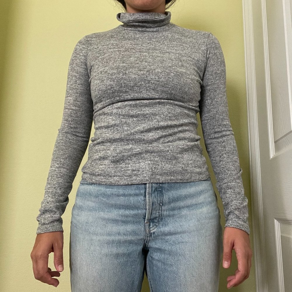 grey mock neck knit